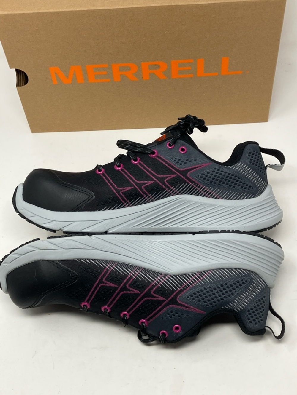 Merrell Work Moab Flight CF Women's 7.5 Safety Toe Shoes Black Fuchsia J005174 - Picture 15 of 16